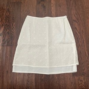 Escada - White Floral Eyelet-Style Skirt - Size 36 / XS